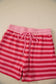 Red Stripe Puff Short Sleeve T Shirt Matching Shorts Set