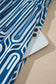 Blue Geometric Print Short Sleeve Drawstring Shirt Collar Dress
