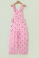 Phalaenopsis Polka Dot Print Bib Pocket Denim Barrel Overalls Jumpsuit