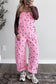 Phalaenopsis Polka Dot Print Bib Pocket Denim Barrel Overalls Jumpsuit