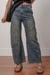 Sail Blue Exposed Stitching Loose Straight High Waist Jeans