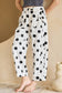Sky Blue Polka Dot Print Bow Detail Pocketed Barrel Jeans