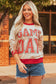 Oatmeal GAME DAY Letter Graphic Varsity Striped Detail Baggy Sweatshirt