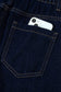 Navy Blue Embroidered Scalloped Trim Relaxed Denim Shorts