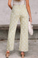 Khaki Polka Dot Print Raw Hem Shift Jeans