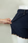 Navy Blue Embroidered Scalloped Trim Relaxed Denim Shorts