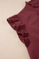 Red Sandalwood Frilled Detail Button Down Ruffle Short Sleeve Denim Mini Dress