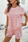 Pink Stripe Wide Short Sleeve Tee and Short Set