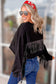 Black GAME DAY Rugby Sequined Tasseled Cropped Sweatshirt