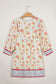 Apricot Striped Edge 3/4 Puff Sleeve Floral Dress