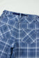 Sky Blue Plaid Denim Grommet Drawstring Waist Ankle-Length Jeans