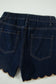 Navy Blue Embroidered Scalloped Trim Relaxed Denim Shorts