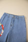 Myosotis Floral Peace Sign Embroidered Patch Wide Leg Jeans