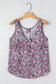 Yellow Boho Floral Pleated Buttoned Front Tank Top