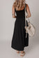 Black Sleeveless Scoop Neck Flared Split Midi Dress