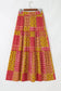 Orange Tiered Paisley Print Pocketed Maxi Skirt