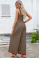 Brown Stripe Square Neck Shirred Wide Leg Jumpsuit