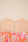 Rose Floral Print Color Block Ruffled Short Sleeve Flared Midi Dress