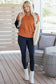 Desert Gold Colorblock Raw Edge Bubble Sleeve V Neck Sweater
