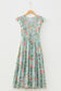 Yellow Smocked Bodice Ruffled Sleeveless Tiered Floral Maxi Dress