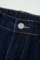 Navy Blue Embroidered Scalloped Trim Relaxed Denim Shorts