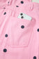 Phalaenopsis Polka Dot Print Bib Pocket Denim Barrel Overalls Jumpsuit