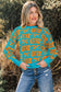 Light Blue Bows & Horseshoes Pattern Western Fashion Print Sweater