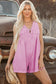 Bonbon Mineral Wash Pleated Bust V Neck Sleeveless Denim Romper