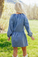 Myosotis Puff Sleeve V Neck Ruffled Loose Denim Mini Dress
