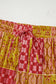 Orange Tiered Paisley Print Pocketed Maxi Skirt