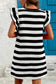 Black Stripe Flutter Sleeve Round Neck Shift Dress