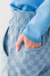 Sky Blue Checkered Elastic High Waist Loose Casual Pants