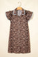 Khaki Leopard Print Lace Trim Shirt Collar Button Down Loose Mini Dress