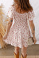 Pink Front Tie Shirred Waist Short Sleeve Ruffled Floral Mini Dress