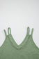 Grass Green Solid Color Lace Detail V Neck Sleeveless Shift Mini Dress