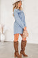 Beau Blue Chest Pocket Raw Hem Denim Loose Shirt Dress