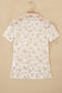 White Mock Neck Short Sleeve Floral Mesh Top
