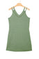 Grass Green Solid Color Lace Detail V Neck Sleeveless Shift Mini Dress