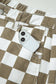 White Checkered Print Denim Barrel Pants