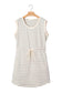 Beige Stripe Drawstring Tunic Tank Mini Dress with Pockets