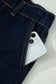Navy Blue Embroidered Scalloped Trim Relaxed Denim Shorts