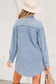 Beau Blue Chest Pocket Raw Hem Denim Loose Shirt Dress