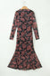 Black Retro Floral Print Long Sleeve Casual Mesh Dress