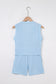 Beau Blue Ribbed Button V Neck Tank Top and Shorts Set