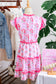 Purple Tiered Ruffles Sleeveless Summer Floral Dress