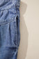 Dusk Blue High Rise Buttons Pleated Cropped Wide Leg Denim Pants