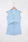 Beau Blue Ribbed Button V Neck Tank Top and Shorts Set