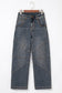Sail Blue Exposed Stitching Loose Straight High Waist Jeans