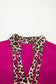 Violet Leopard Patchwork Trim Split Neck Short Sleeve Blouse