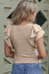 Casual Wavy Textured Ruffle Sleeve Top